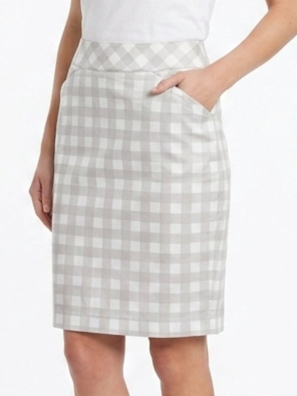 Club Monaco "Anya" Windowpane Check Satin Pencil Skirt NEW- Sz. 4